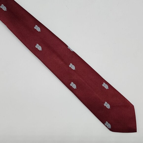 Novelty Necktie Koala Maroon Gray 2.75" W 55" L VTG Retro Superb Terylene by Lid - Picture 3 of 5